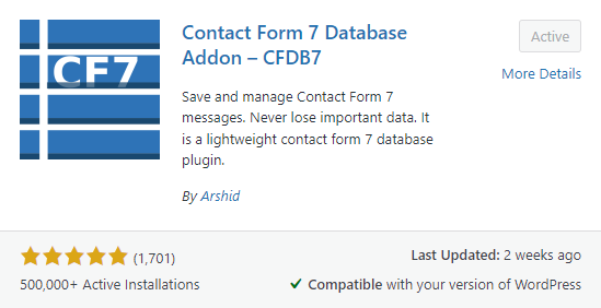 插件Contact Form 7 Database Addon – CFDB7